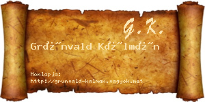 Grünvald Kálmán névjegykártya